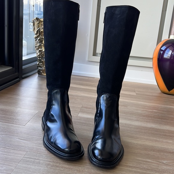 Jill Sander made in Italy leather & suede trim 8M(38) black riding boots - Picture 12 of 16